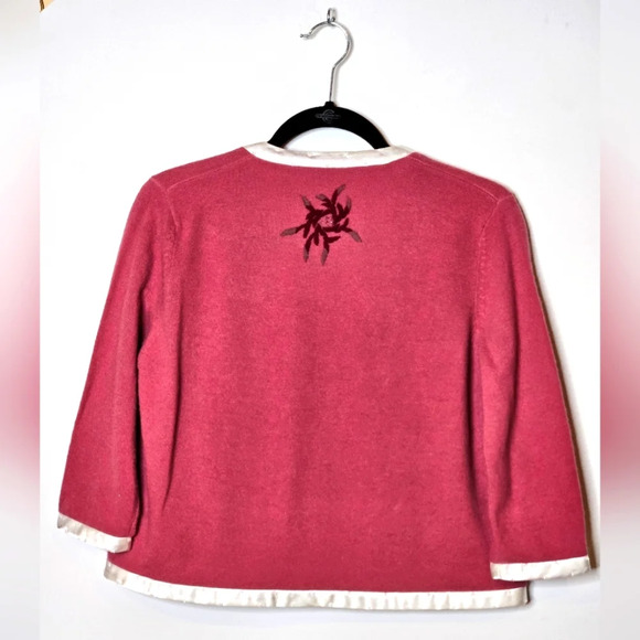 Whistles London Vintage Lambswool Embroidered Cardigan Womens Large Mauve‎ - Picture 6 of 6